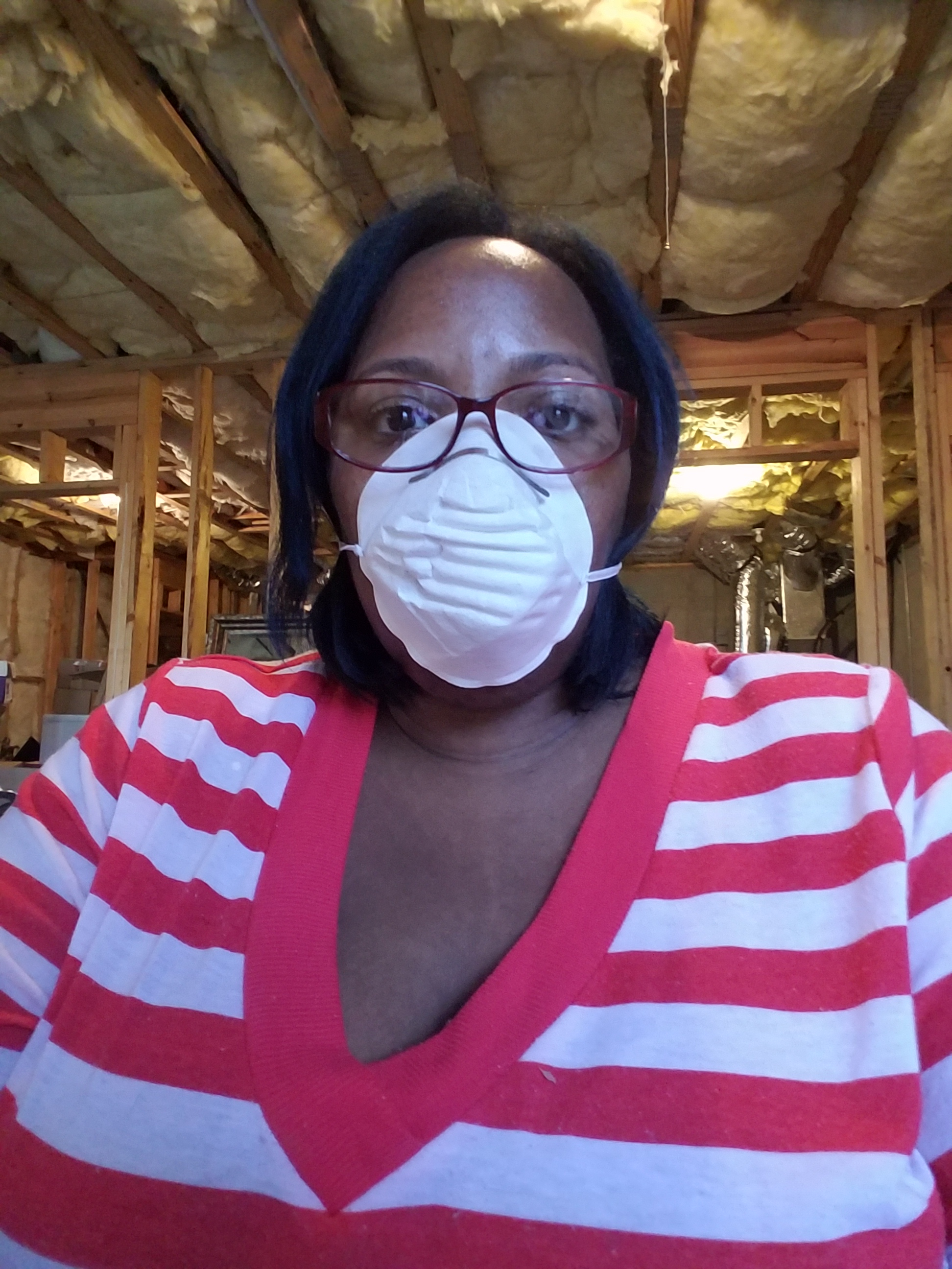 Protecting myself from particles when sanding. Safety first!