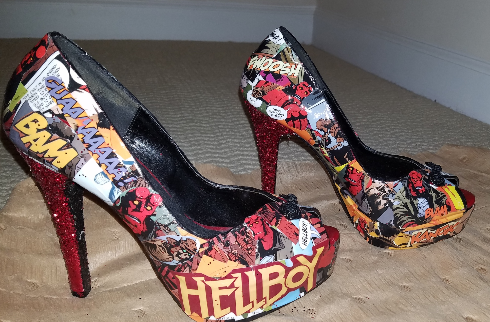 Decoupage by Chantel sent me these gorgeous shoes. I LOVE me some Hellboy!