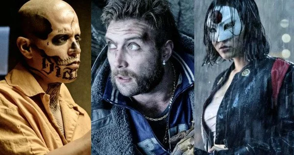 Diablo, Captain Boomerang, and Kitana played by Jay Hernandez, Jai Courtney, and Karen Fukuhara