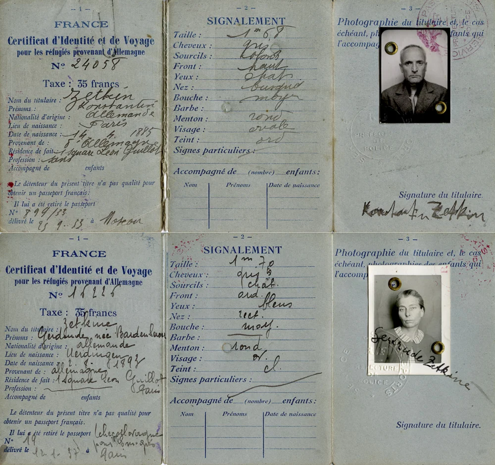 My paternal grandparents, Gertrude and Kostja Zetkin’s travel papers to France