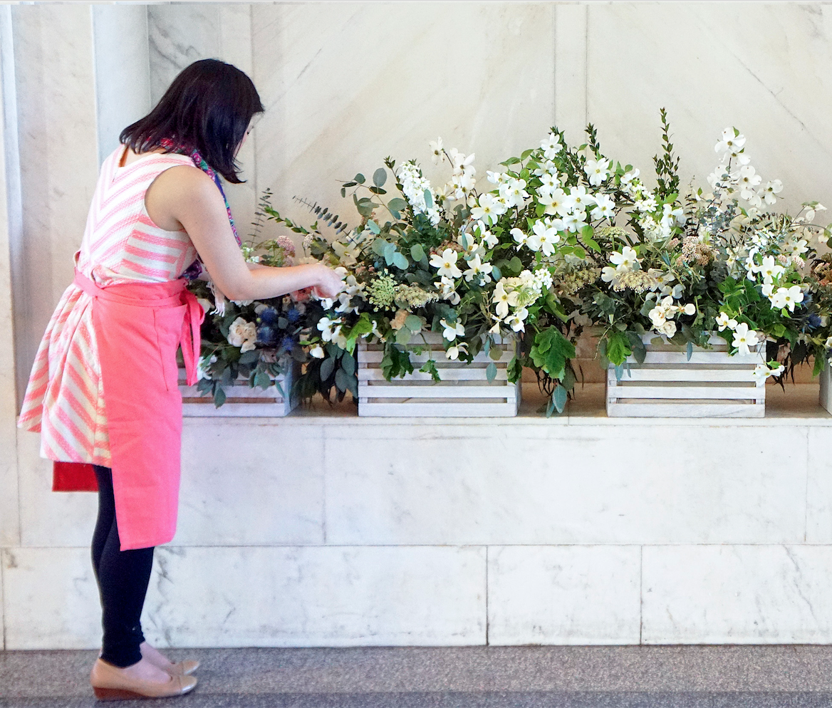 Dogwood Inspired Spring Floral Boxes for Britt-Griffin Wedding | Photo: Kevin Liu
