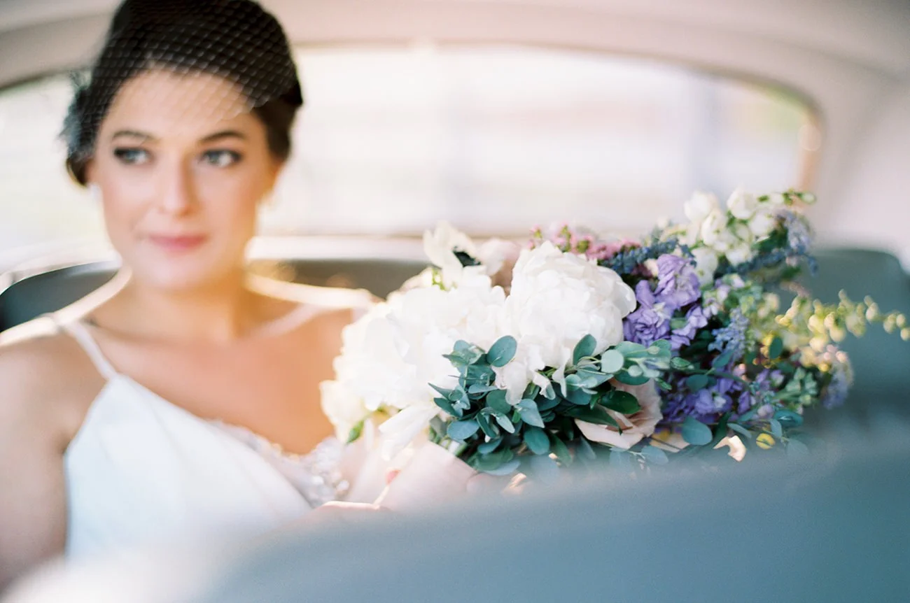 Bride Jessica in a Vintage Car | Cottrell Photography