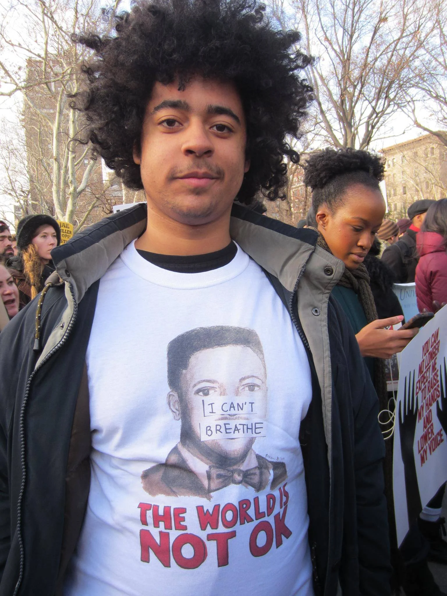  My friend Jared wears the t-shirt at a rally. 