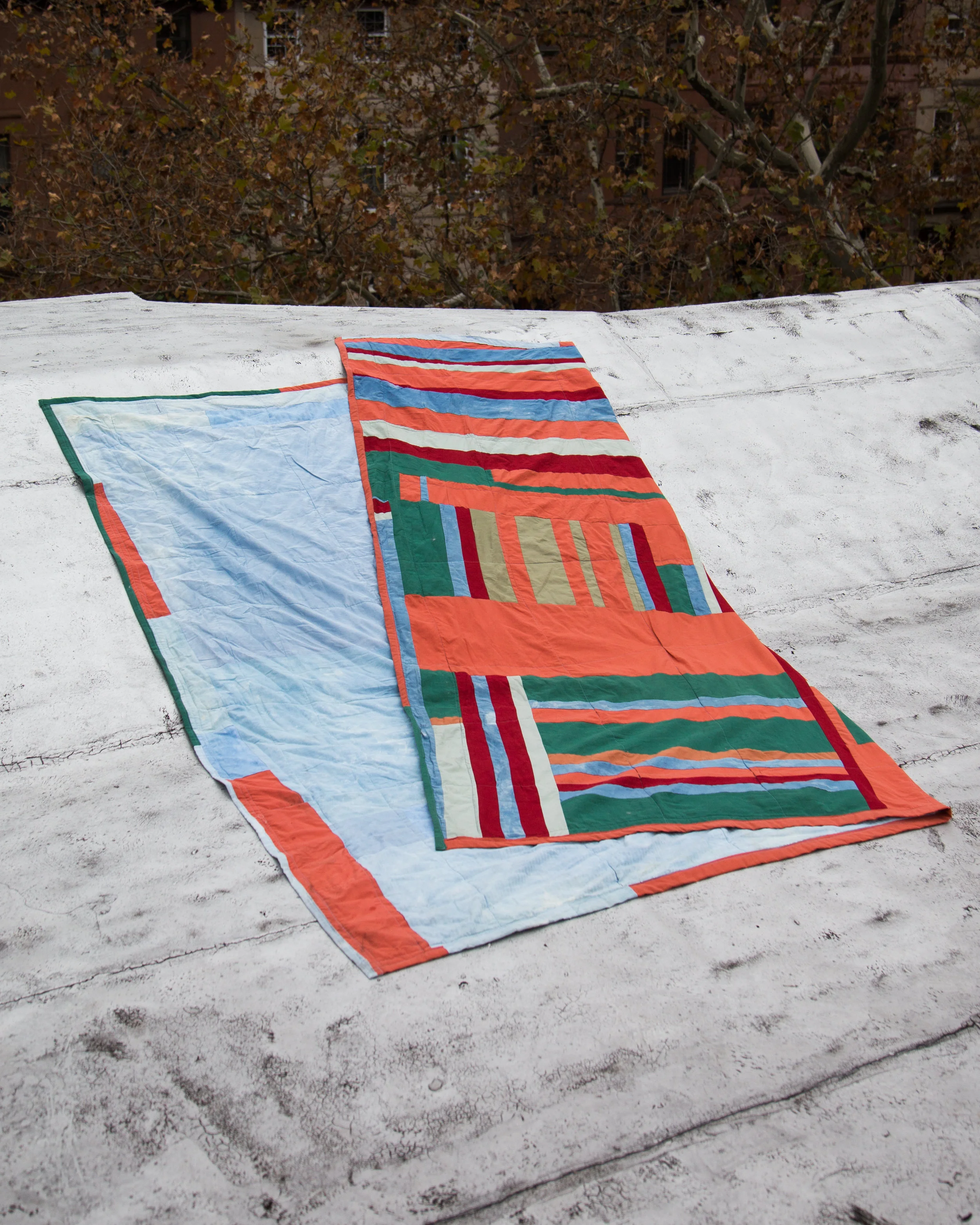   Quilt for Cowboy Romeo , 2018.  Found and Indigo-dyed cotton. 