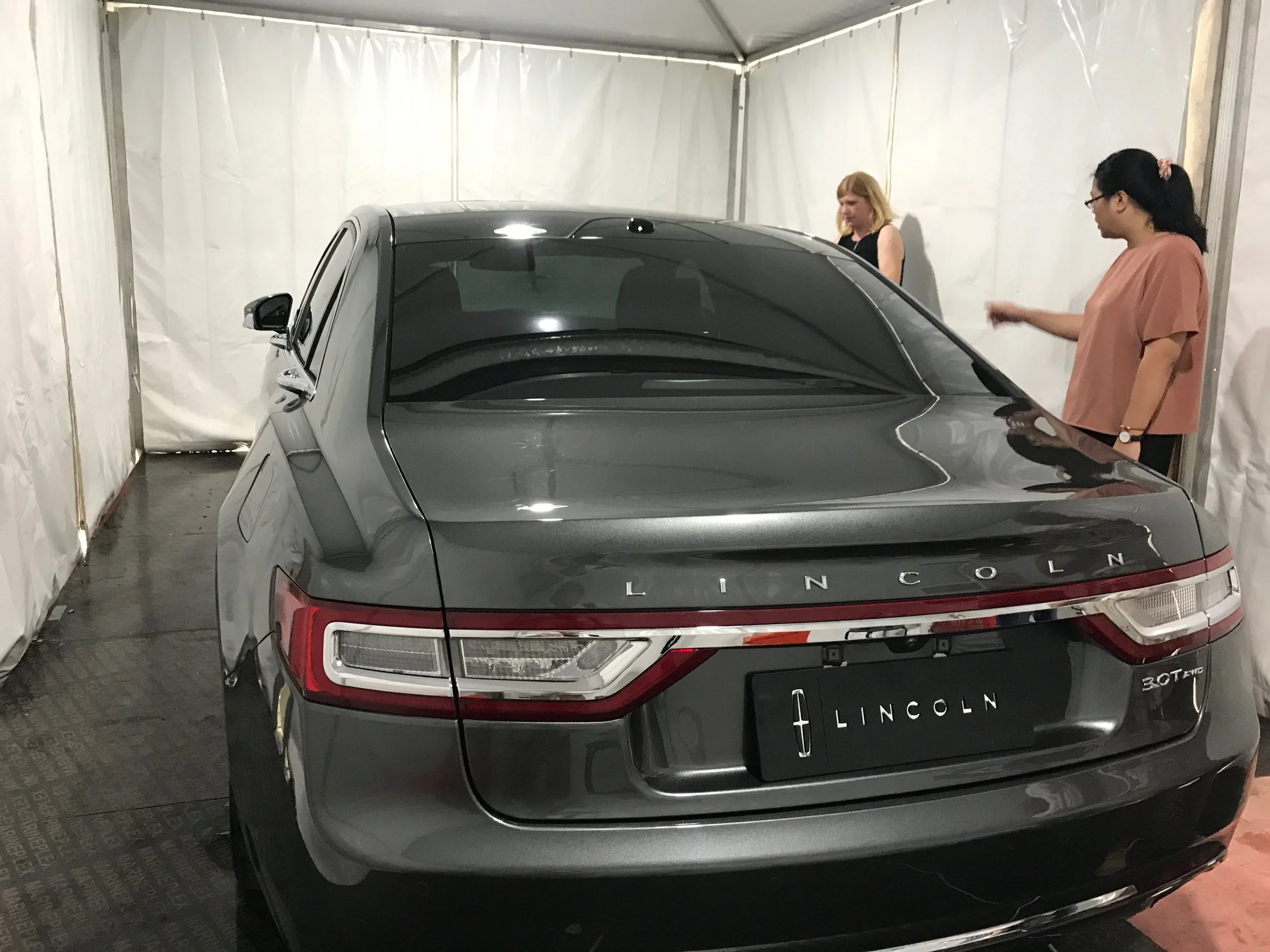 The car was housed inside an air conditioned tent at our testing facility in Shanghai. The heat index outside would exceed 110° Fahrenheit.