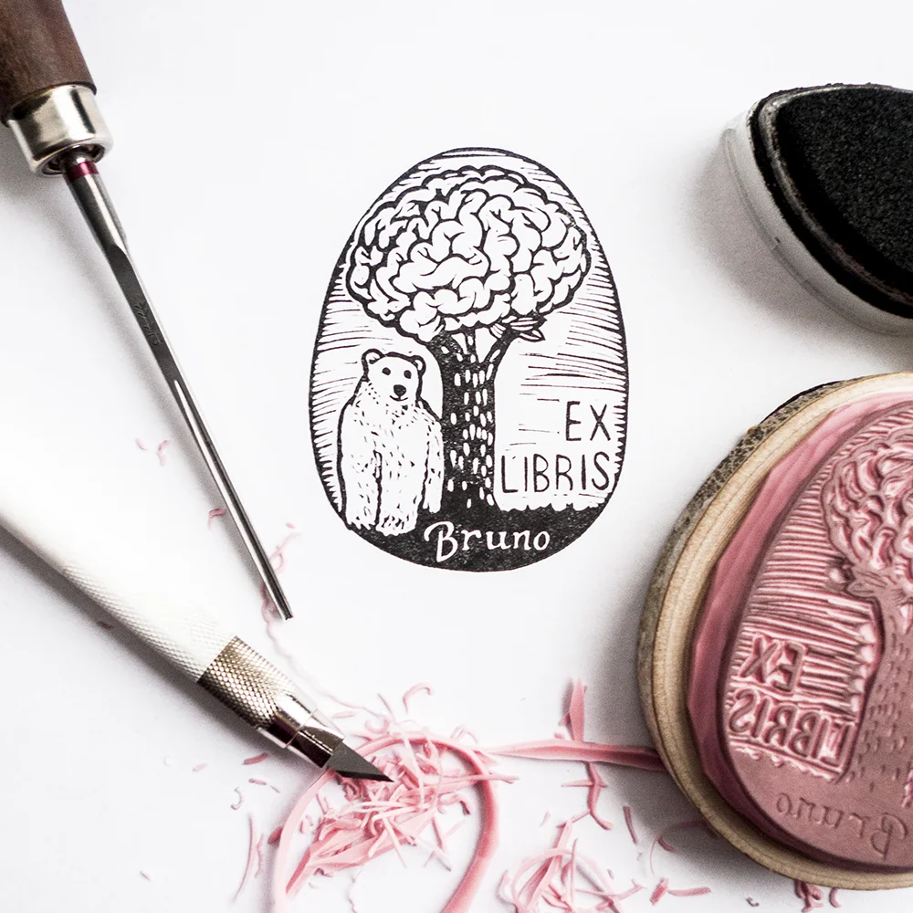 Ex Libris stamp for a neurologist from Denmark.
