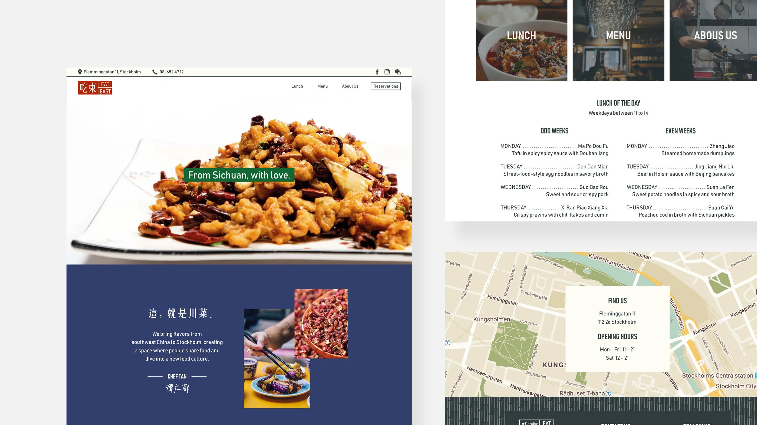 Website design for a Chinese restaurant.