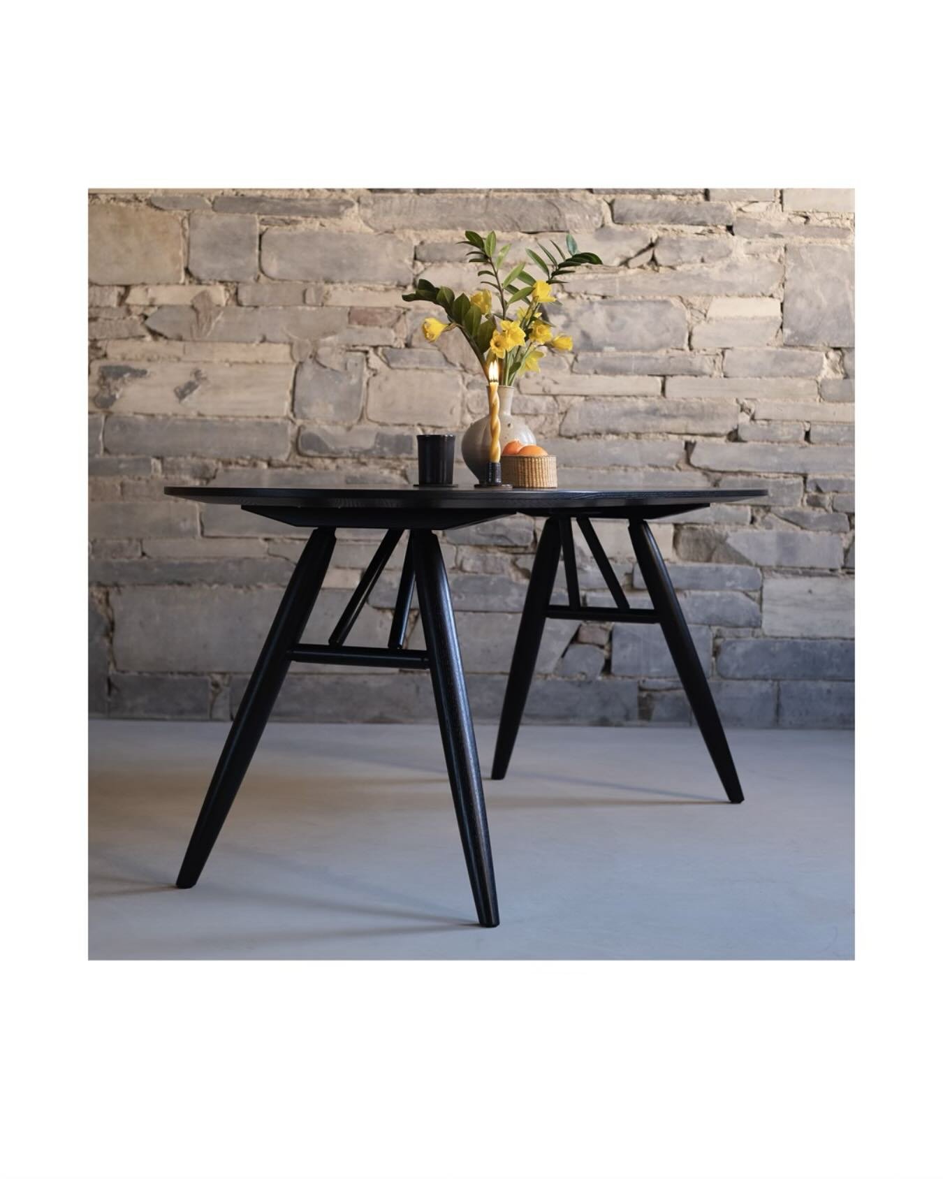 A Blackened Oak Hygge Table with a bit of spring staging. 
This table was built to order and is now living in a beautiful home in LA. 
____

#modern #interiors #interiordesign #archinterior #handmade #furnituremaker #upstateny #upstate #newcollargood