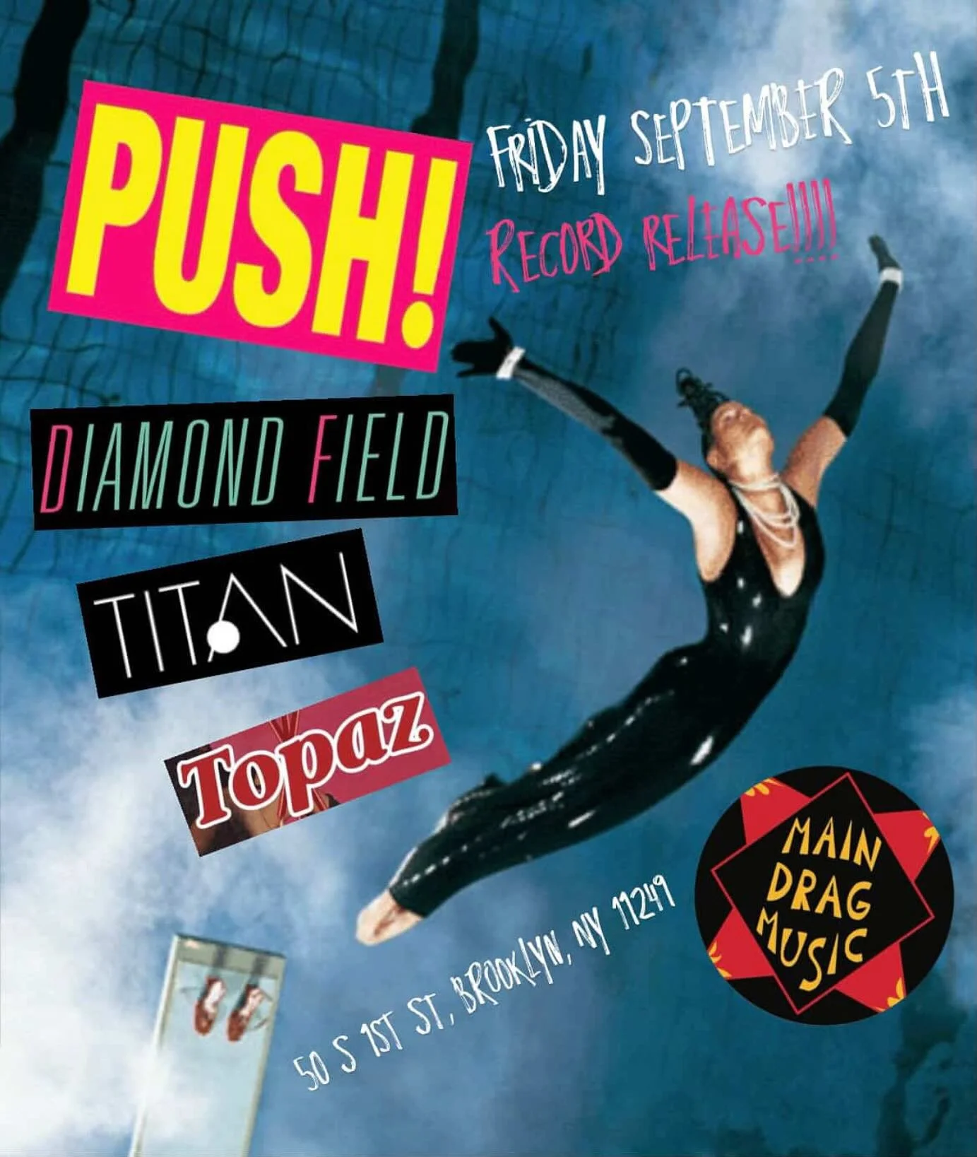 Next @diamond_field show is Friday, September 5th with @pushexclamationpoint for their record release at @live_at_maindrag with @topazbandnyc and @titanbandnyc