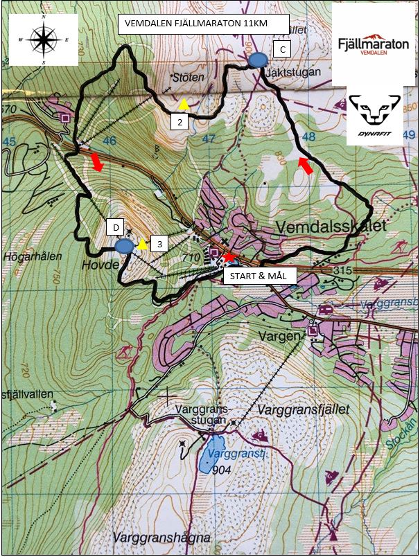 11 KM 500 HÖJDMETER MAT & DRYCKESSTATIONER: C JAKTSTUGAN D HOVDETOPPEN BERGSPRISER: 2 SKALSTOPPEN, PRESENTERAD AV DYNAFIT. 3 HOVDETOPPEN, PRESENTERAD AV SKISTAR VEMDALEN.