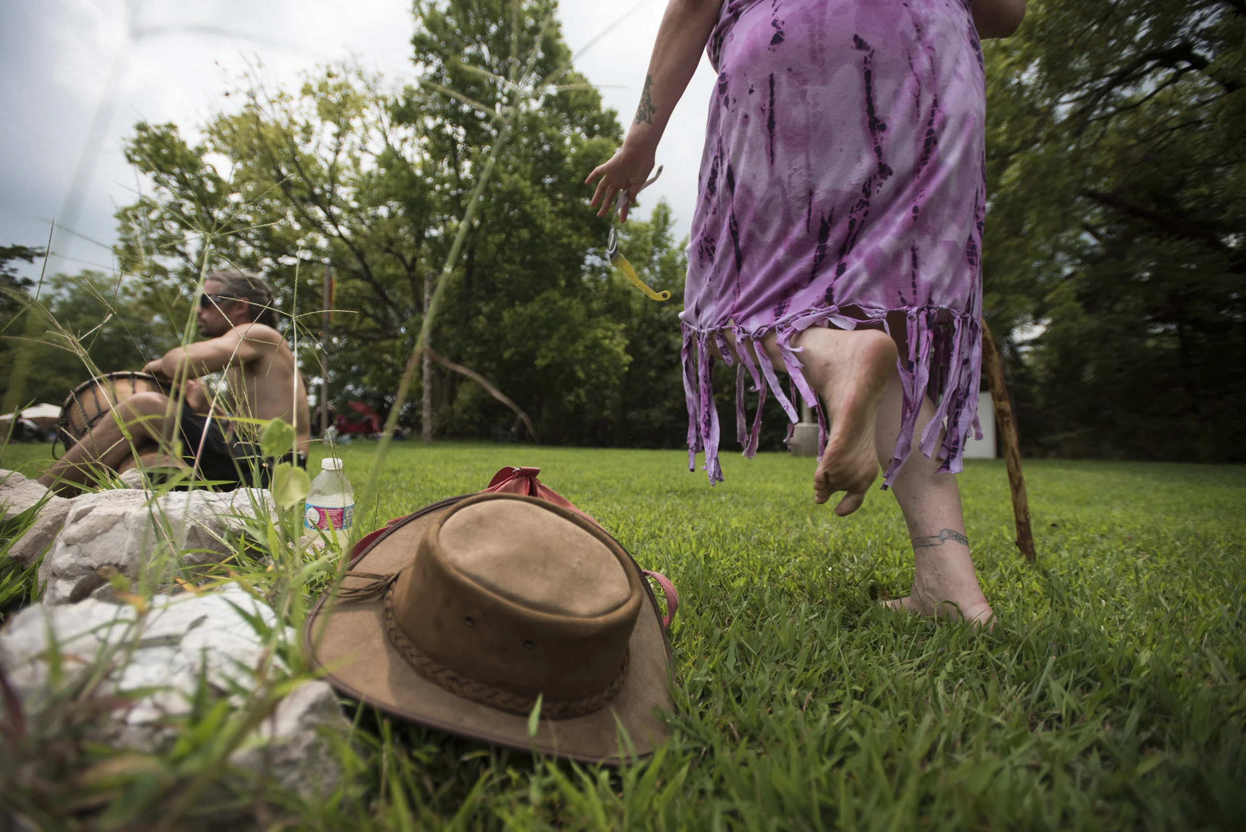 Priestess Kerry Lynn sings and dances in celebration and praise before the eclipse reaches totality