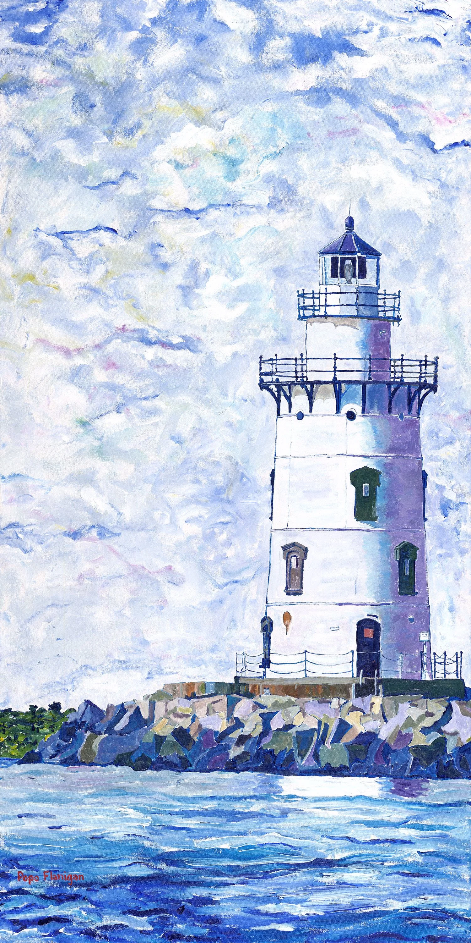 OLD SAYBROOK LIGHT CT 48X24 ACRYLIC ON CANVAS SOLD #221