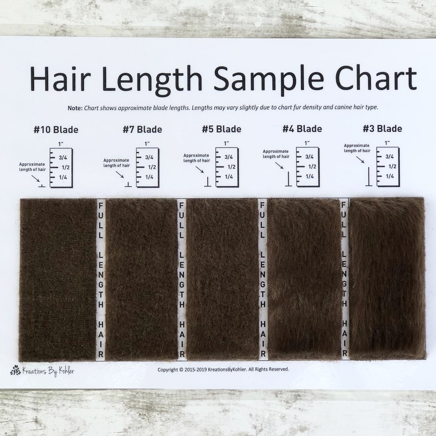 Grooming Hair Length Sample Charts by Kreations By Kohler - *2