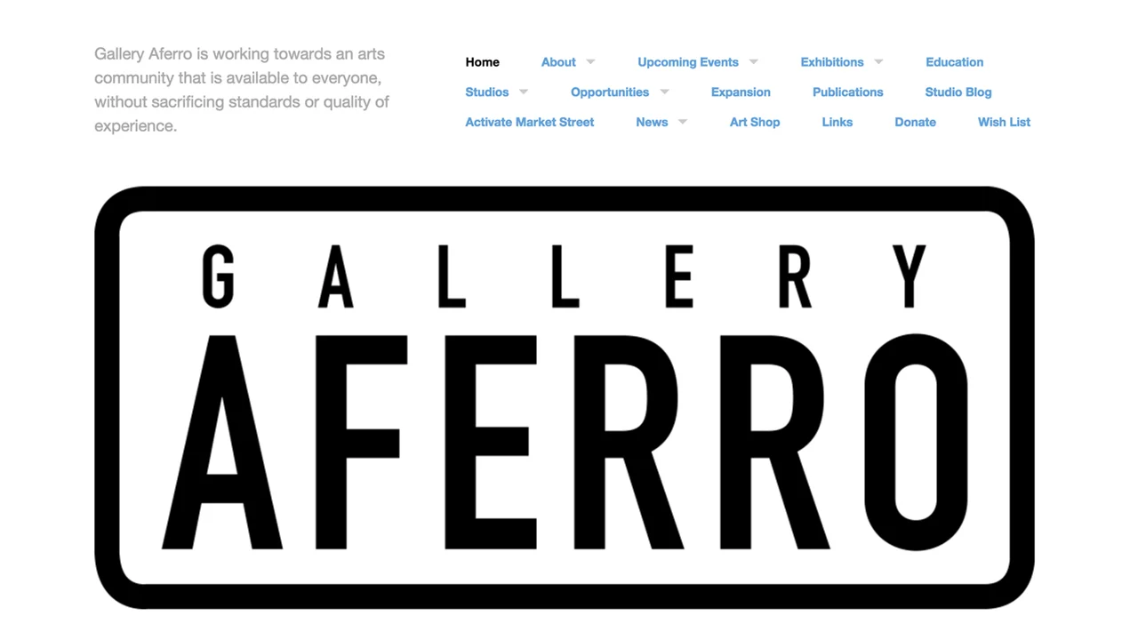 Gallery Aferro (Newark | Essex County) Programs: Activate Market Street | Art Shop | Exhibitions | Residency Program | Group Tours, Demonstrations, Talks | Publication