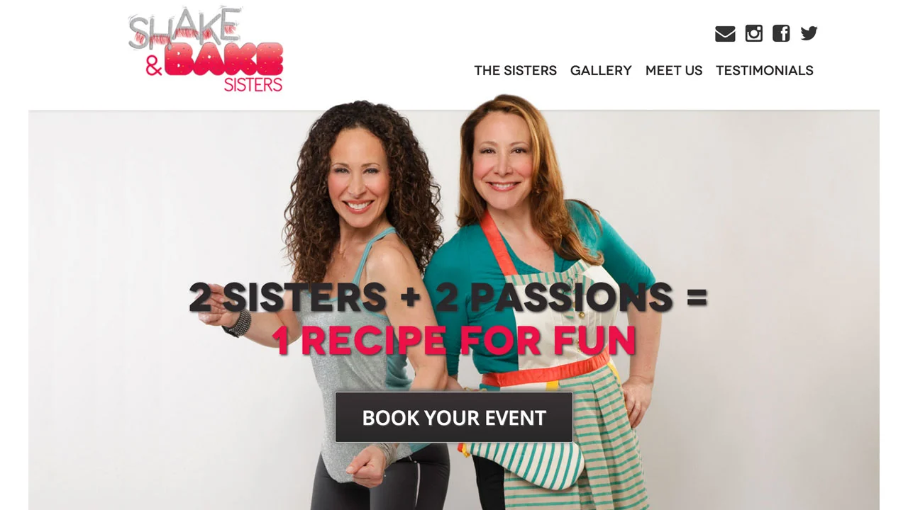 Shake and Bake Sisters (Hoboken, Hudson County) "Meet Susan and Dawn, 2 sisters inspired to combine their passions into a fascinating and unique event opportunity. Susan is a licensed Zumba® instructor and Dawn is the founder of Simply Home Goods and Om Sweet Home. Together, they will let you burn the earned by participating in a heart-pumping private Zumba® party, followed by indulging on a personalized dessert"