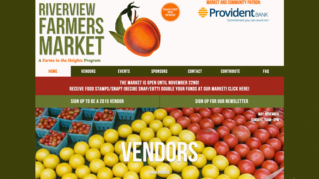 Riverview Farmers Market (Jersey City, Hudson County) Fresh produce, fresh baked goods, flowers, free-range eggs, natural body products, and more. Located at Riverview-Fisk Park (1 Bowers St), 10am - 3pm on Sundays, May through November