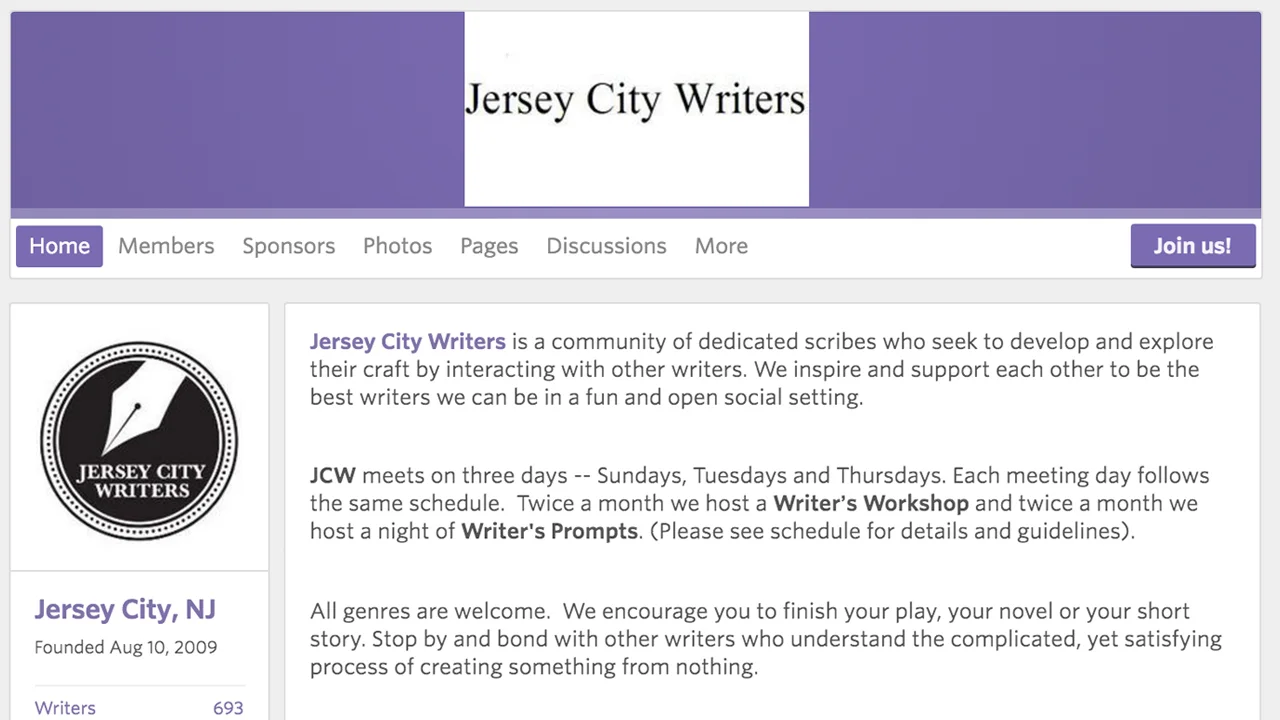 Jersey City Writers (Jersey City - Hudson County) Meetup Group for writers