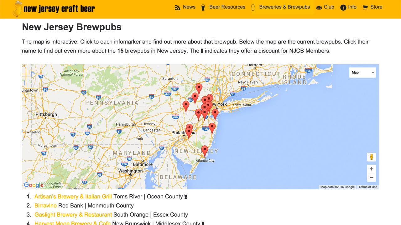 New Jersey Craft Beer (state-wide) Offers a list of brewpubs in NJ, with discounts if you become a NJCB member. 