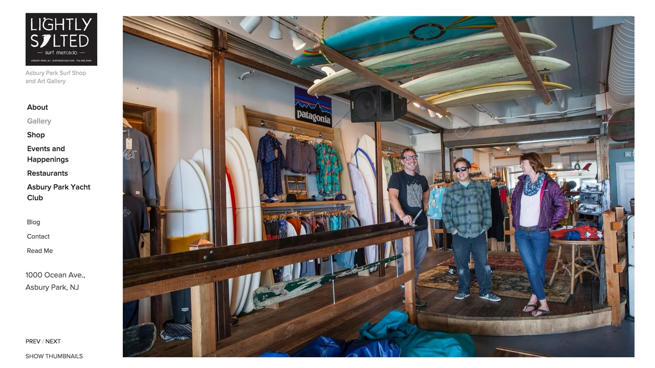 Lightly Salted (Asbury Park, Monmouth County) Surf shop & art gallery. Located at 1000 Ocean Ave.