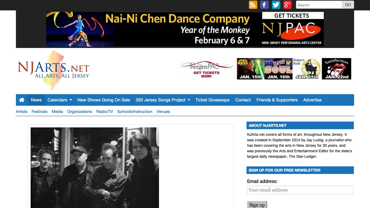 NJArts.net (Montclair, Essex County) Website covering all forms of art throughout NJ.