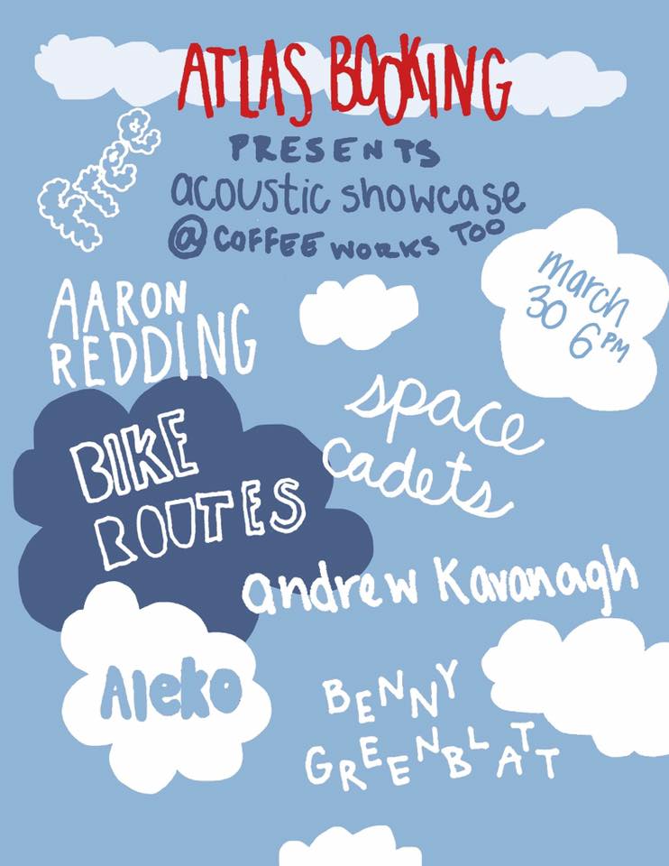 Flier for past Coffee Works Too show hosted by Atlas Booking