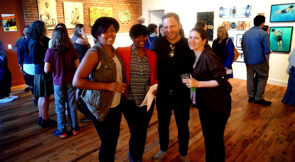 Brittany Craig and Patricia Rogers with artist Jen Ferguson. Photo by Gregory Burrus