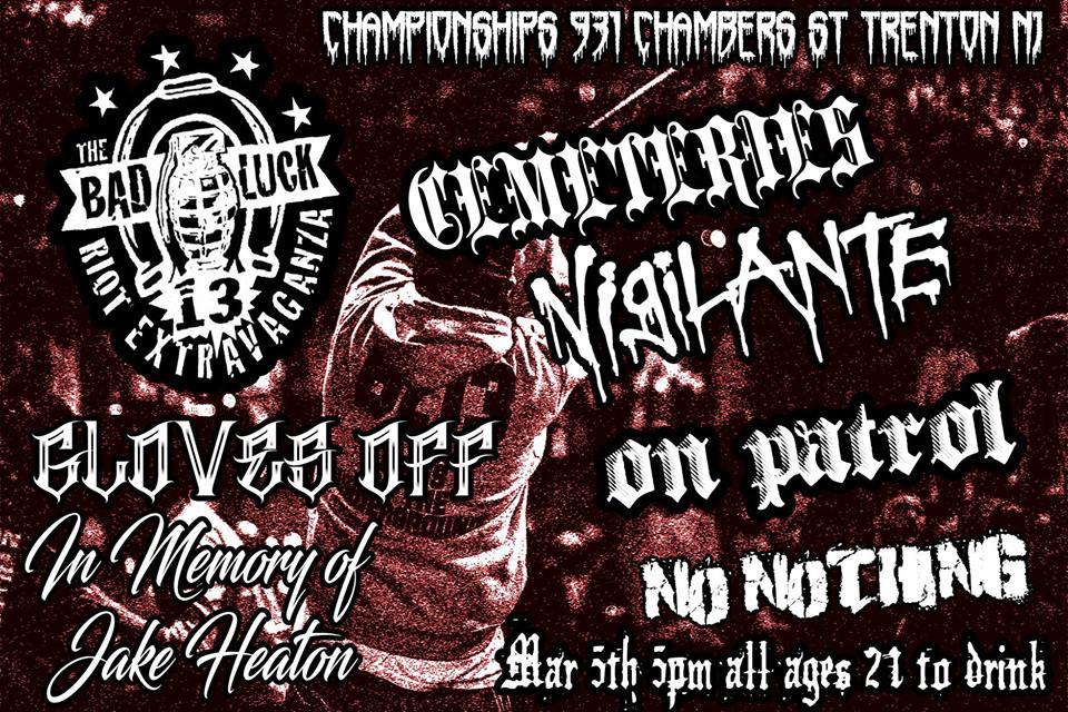 NEW JERSEY HARDCORE (NJHC) SHOWS THIS WEEKEND (March 3rd - 5th, 2017) Hardcore, Punk Clementon / Trenton, NJ Posted Tuesday, February 28, 2017