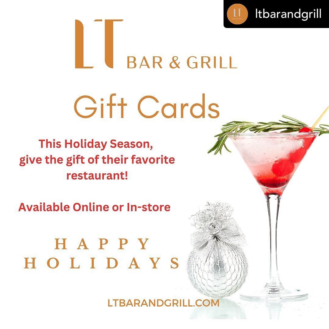 #Repost &bull; @ltbarandgrill Here's the plan for Black Friday-- Visit @theshopsatriverside shop, have lunch or dinner with us and pick up a gift card for that special someone! 

Gift 🎁 Ideas

Gift Cards available online at ltbarandgrill.com or at o