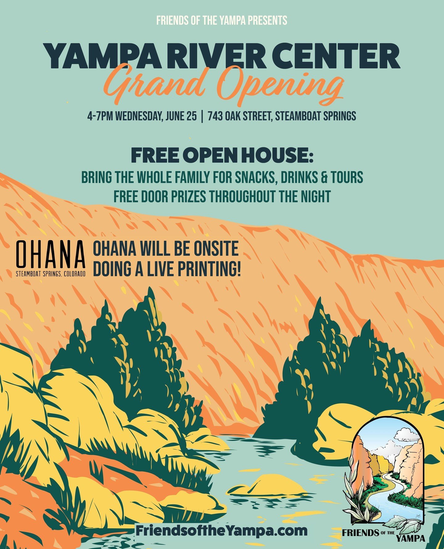 We will be popping up for a Live Print on Wednesday from 4-7P to celebrate the grand opening of the Yampa River Center (743 Oak St. Steamboat). Come by to learn from panelists about what makes the Yampa River so special &amp; see our new design that 