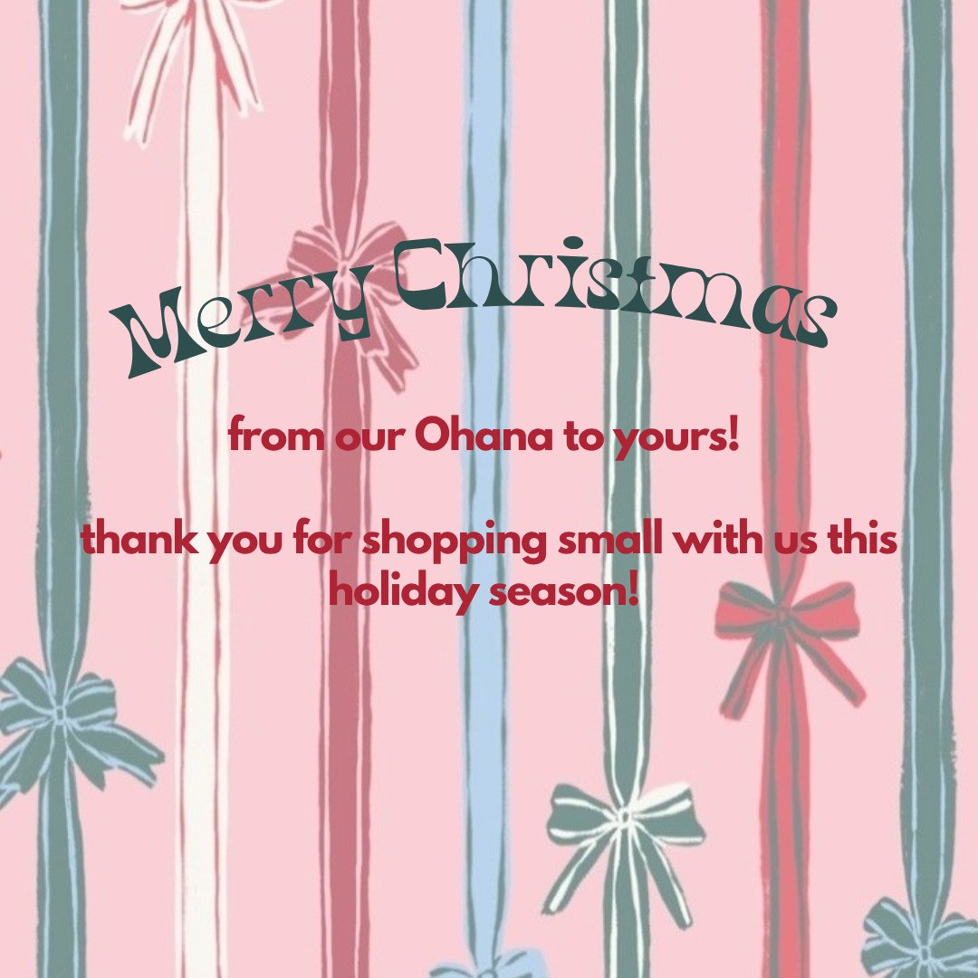We are so honored to play a part in your holiday gift giving, thank you for choosing Ohana and for shopping small!! 🎁🎄❄️⁠
⁠
Soak up the magic and enjoy the day with family and friends. ⁠
⁠
Shops are closed today, but will see you when we reopen tom