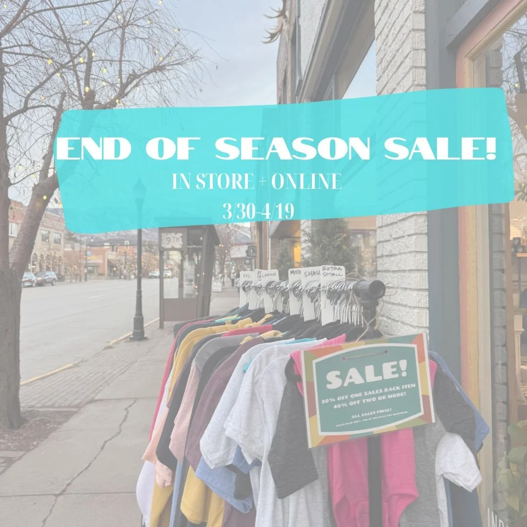 Spring has Sprung in the mountains, so we are kicking off our End of Season Sale 🌷⁠
⁠
Today through April 19th buy one regularly priced screen printed item and get the the second 30% off // in both our Steamboat + Breck shops! ⁠
⁠
Or shop online // 