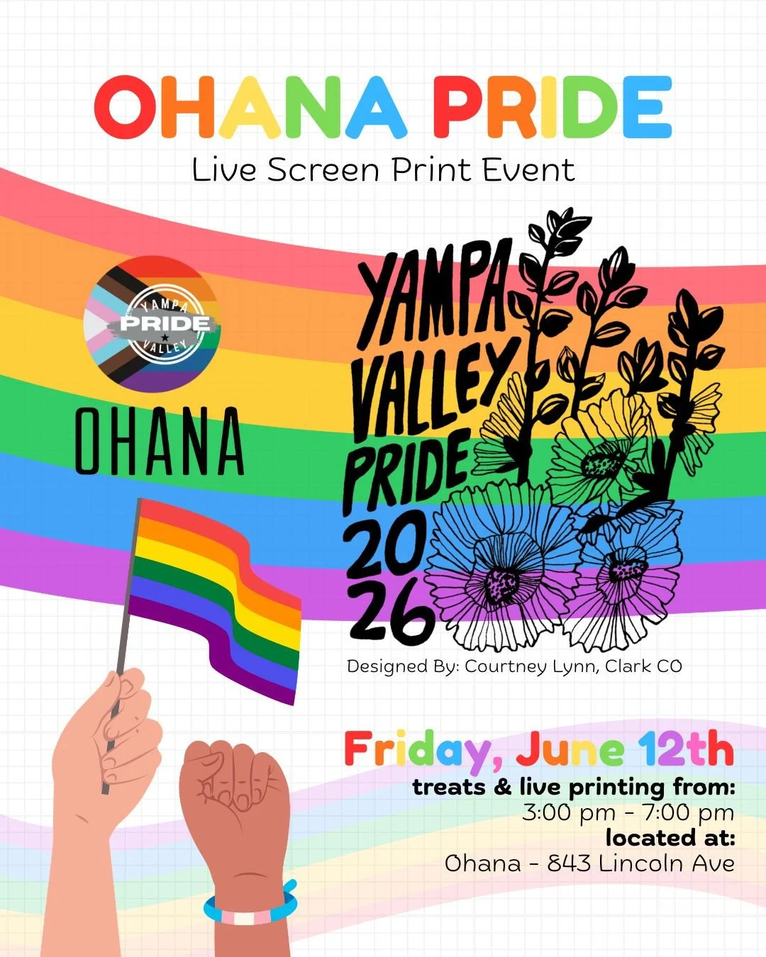 our annual live print for PRIDE is happening this week! 🌈 ✨️⁠
⁠
Friday June 12th from 3-7P // stop by Ohana &amp; choose your shirt combo featuring the official 2026 Pride design by Clark based artist Courtney Lynn ⁠
⁠
💫 Ohana will donate $10 per s