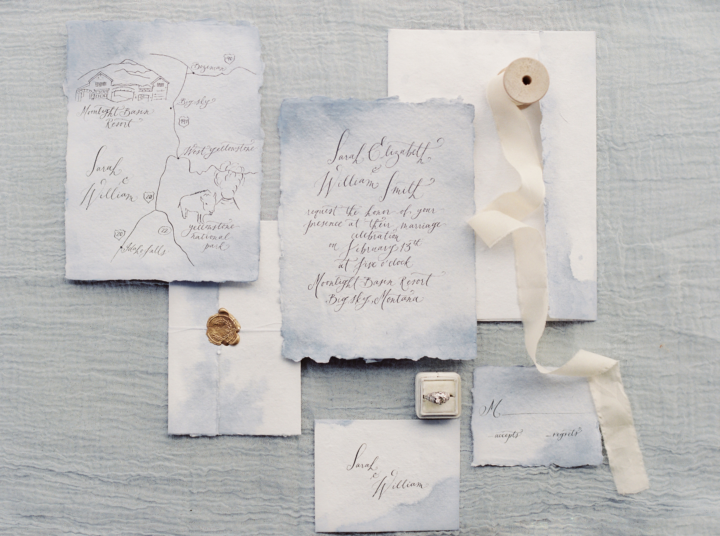 Paper & Calligraphy: Spurlé Gul Studio | Photography: Simply Sarah Photography | Planning & Styling: Bash Bozeman