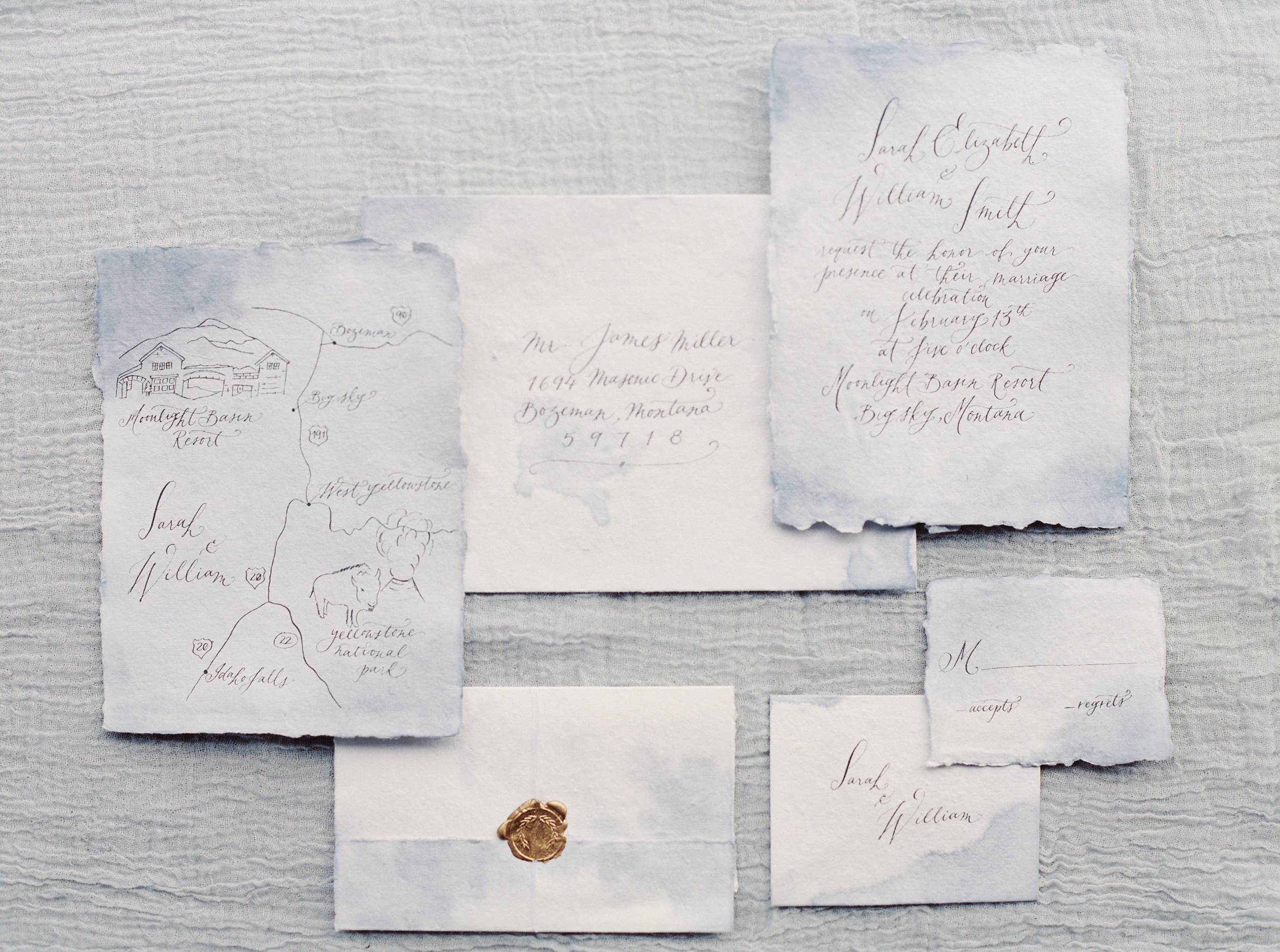 Paper Goods & Calligraphy: Spurlé Gul Studio | Photography: Simply Sarah Photography | Planning & Styling: Bash Bozeman