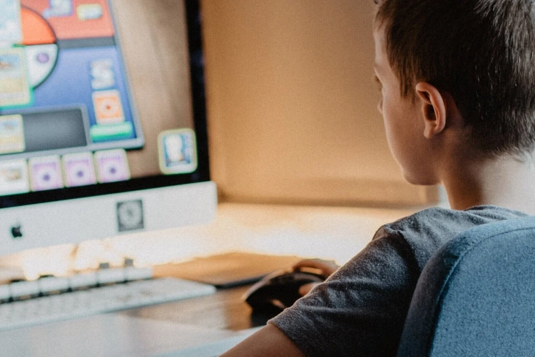 Student sitting at a computer