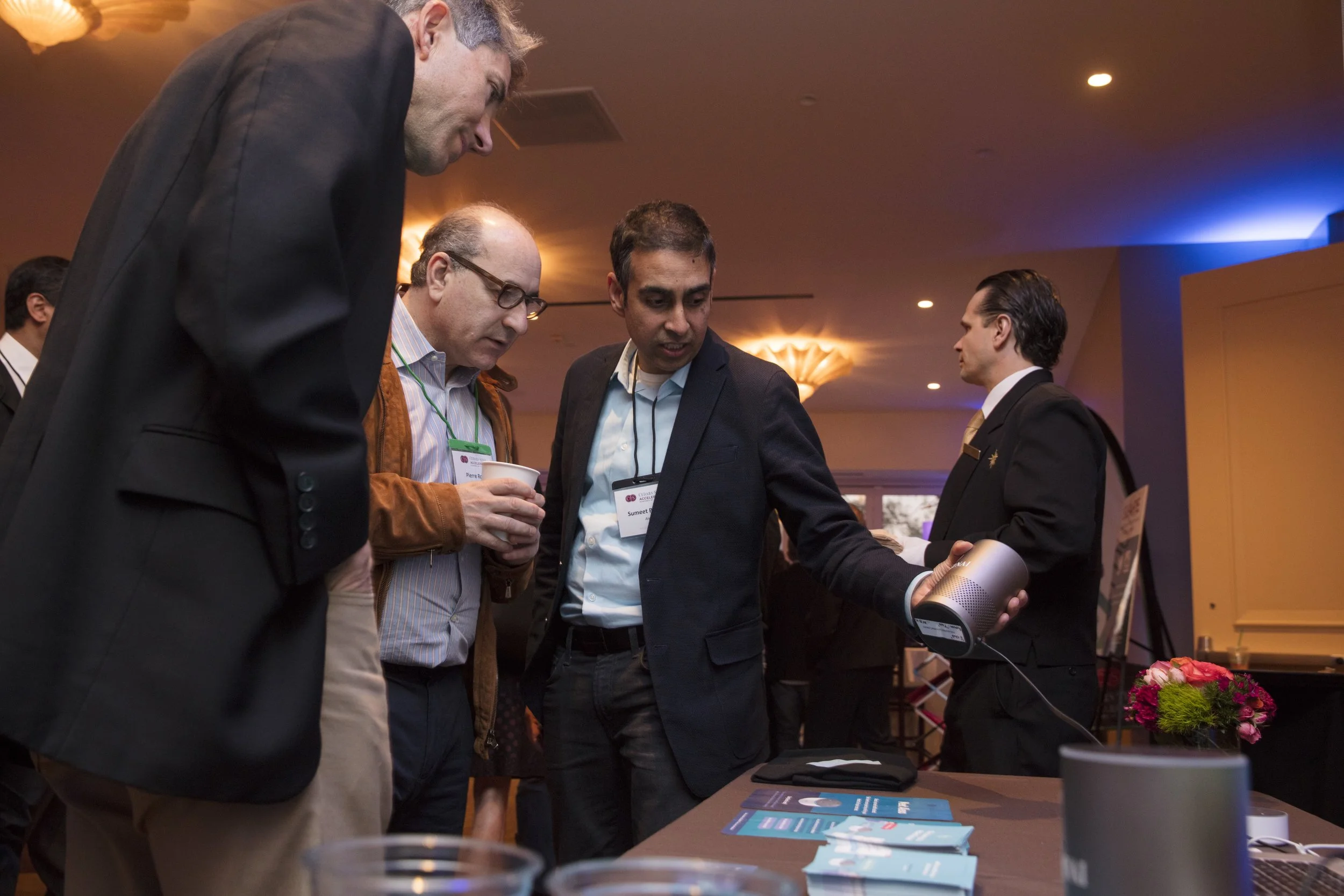 Sumeet demonstrating Aiva at Class 3 Demo Day in December 2017. 