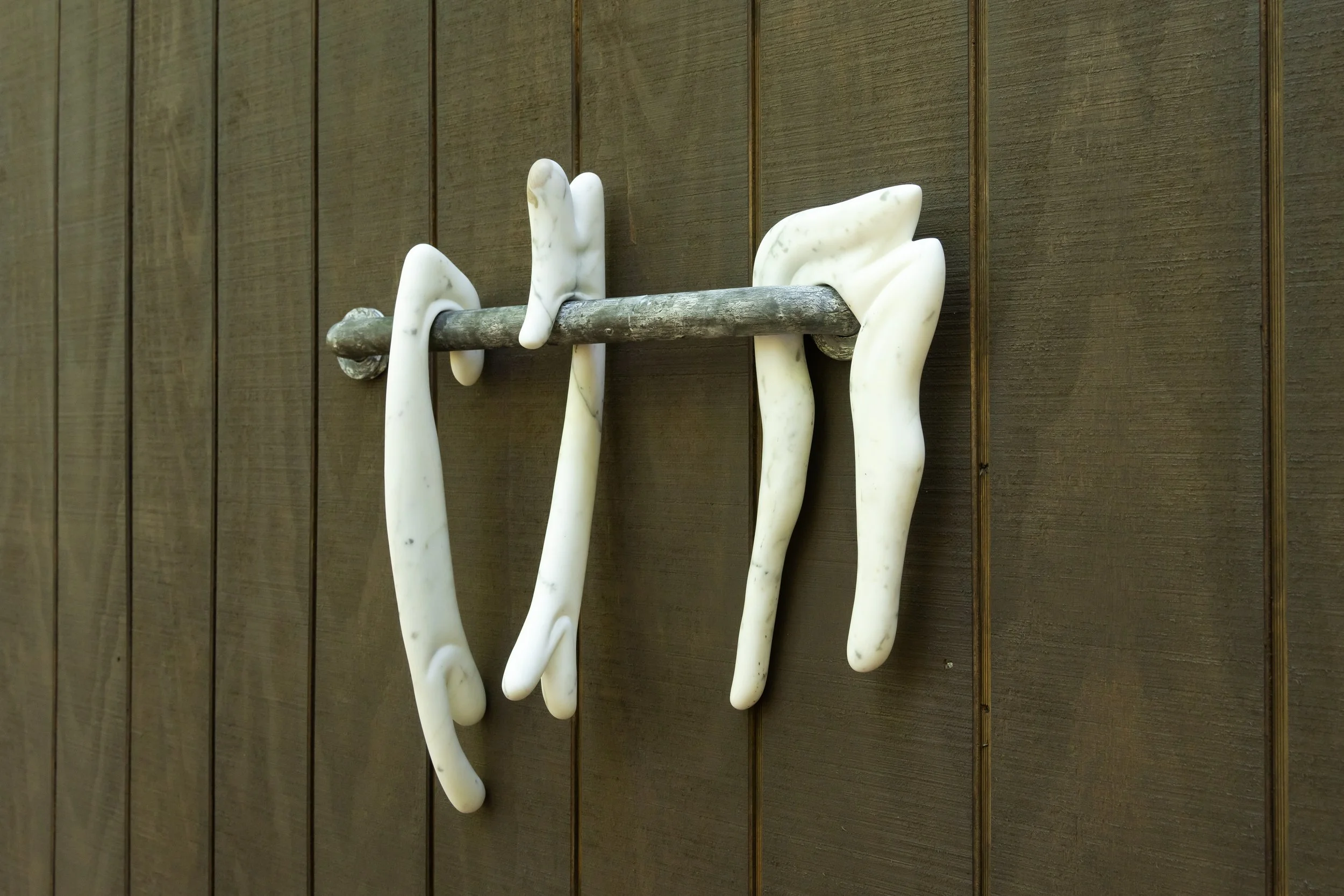 "Supported Living"
2025,
marble, grab rail, graphite,
20 x 25 x 5 inches