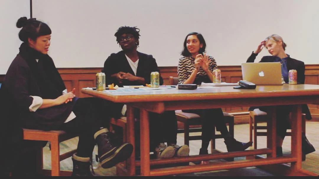From left to right: Jen Liu, Autumn Knight, Sunita Prasad and Angela Conant, Post-Election Artists' Discussion, Pratt Institute, December 18th, 2016.