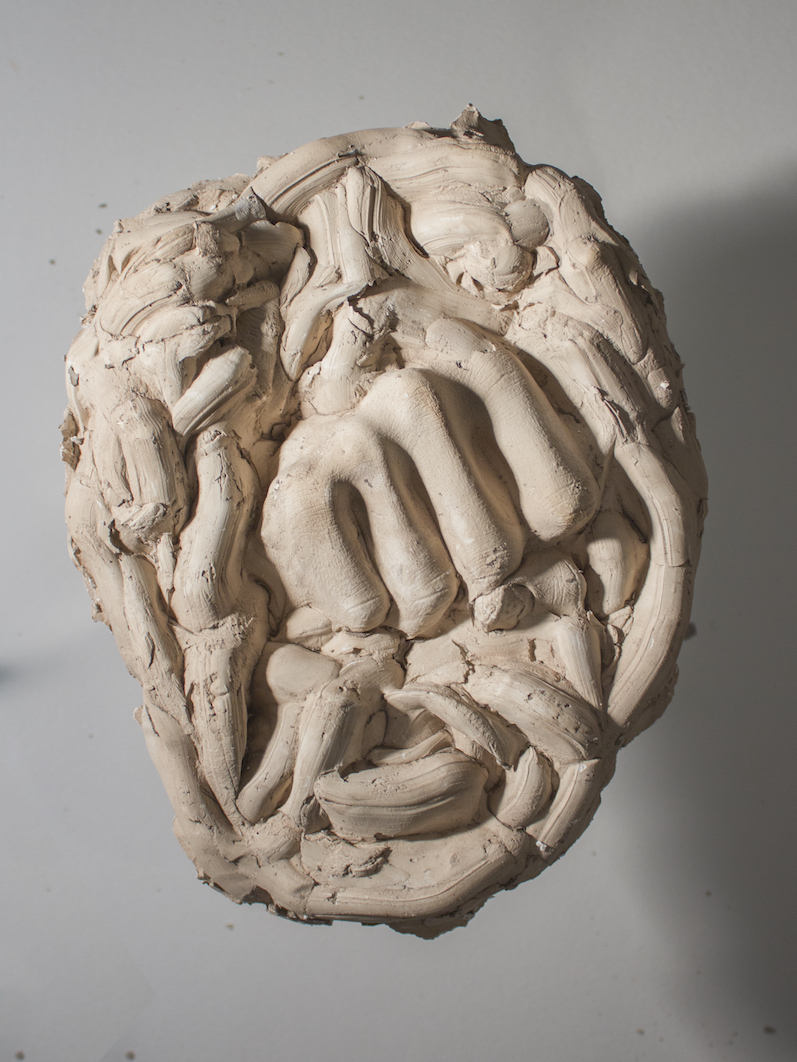 Finger Face Plaster 4, 2016, plaster, 8 x 6 inches