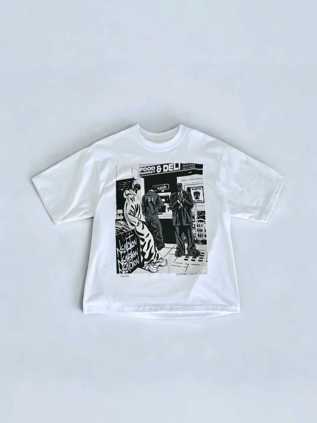 NOEMOTION STUDIOS &ldquo;WANTED DOGS TEE&rdquo; 

NOEMOTIONSTUDIOS.COM 

6.5 OZ HEAVYWEIGHT crop TEE 
FEATuRED GRAPHIC FROM A/W 25 

NOW AVAILABLE!