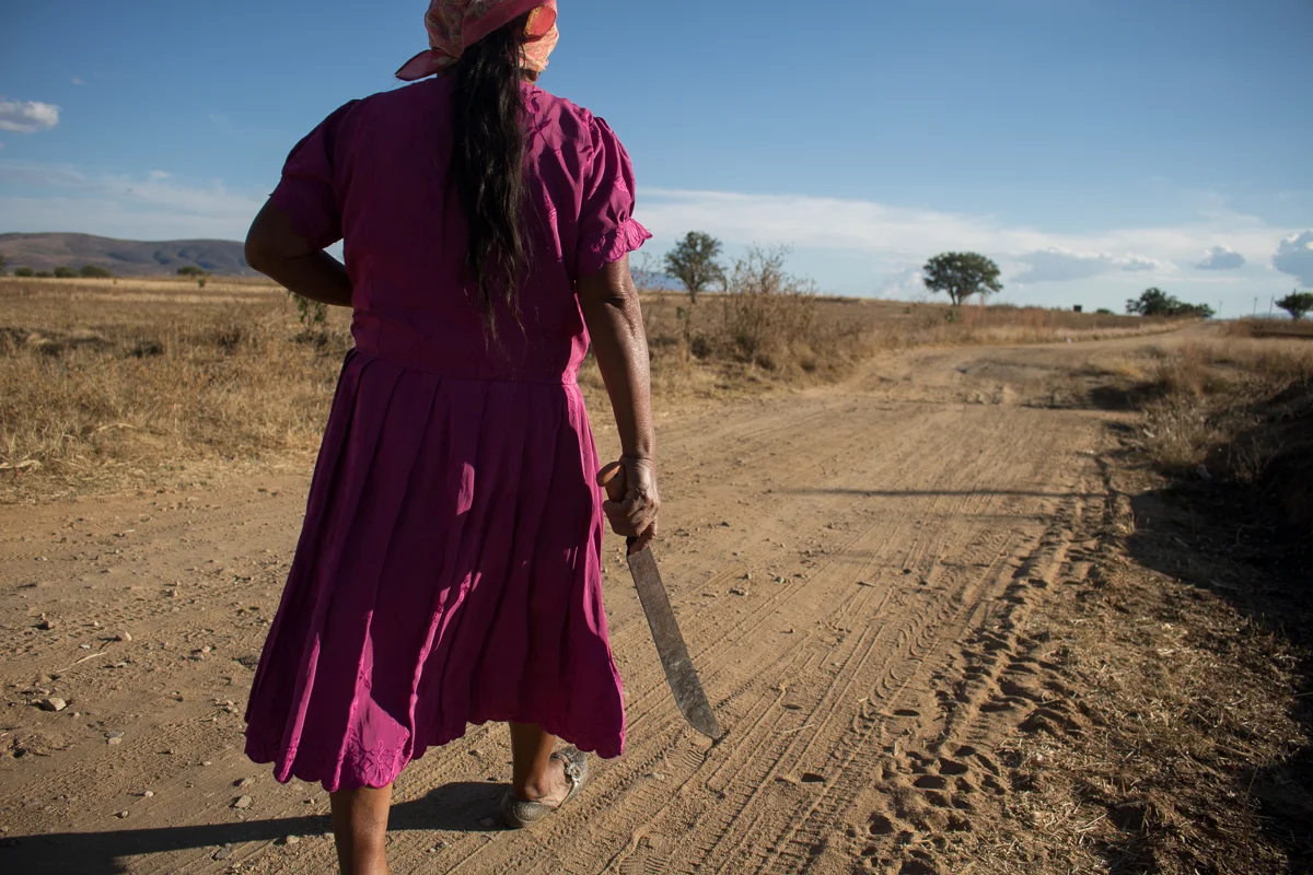 Auria Vargas, 63, walks with a machete to chop firewood near her home in Zaachila, Mexico on Friday, Jan. 13, 2017.