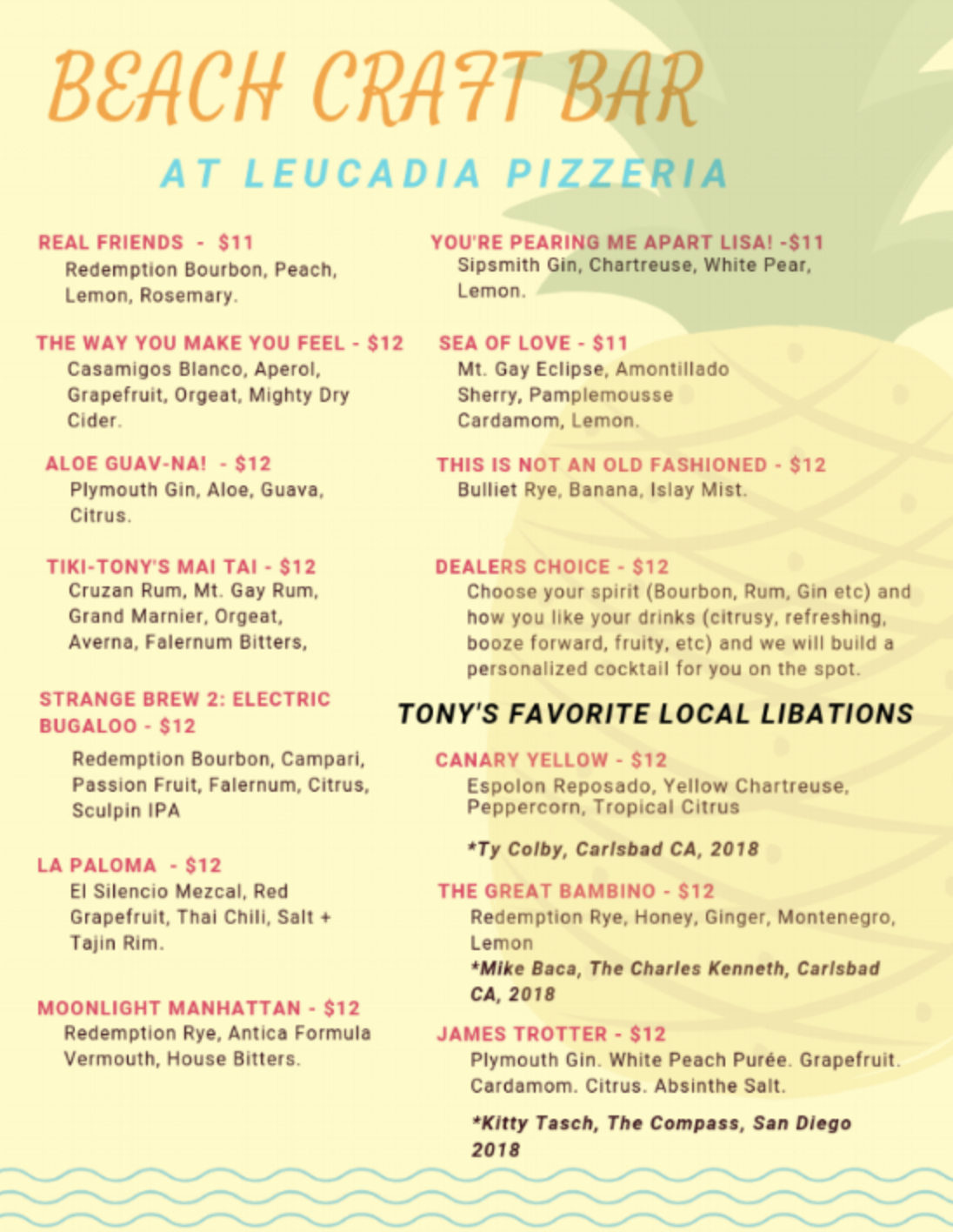 Anthony’s menu.
