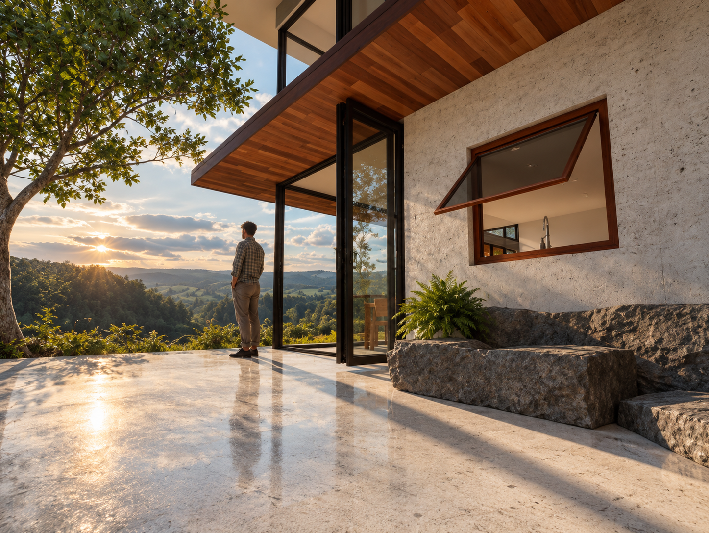 Modern Terrace at Golden Hour.png