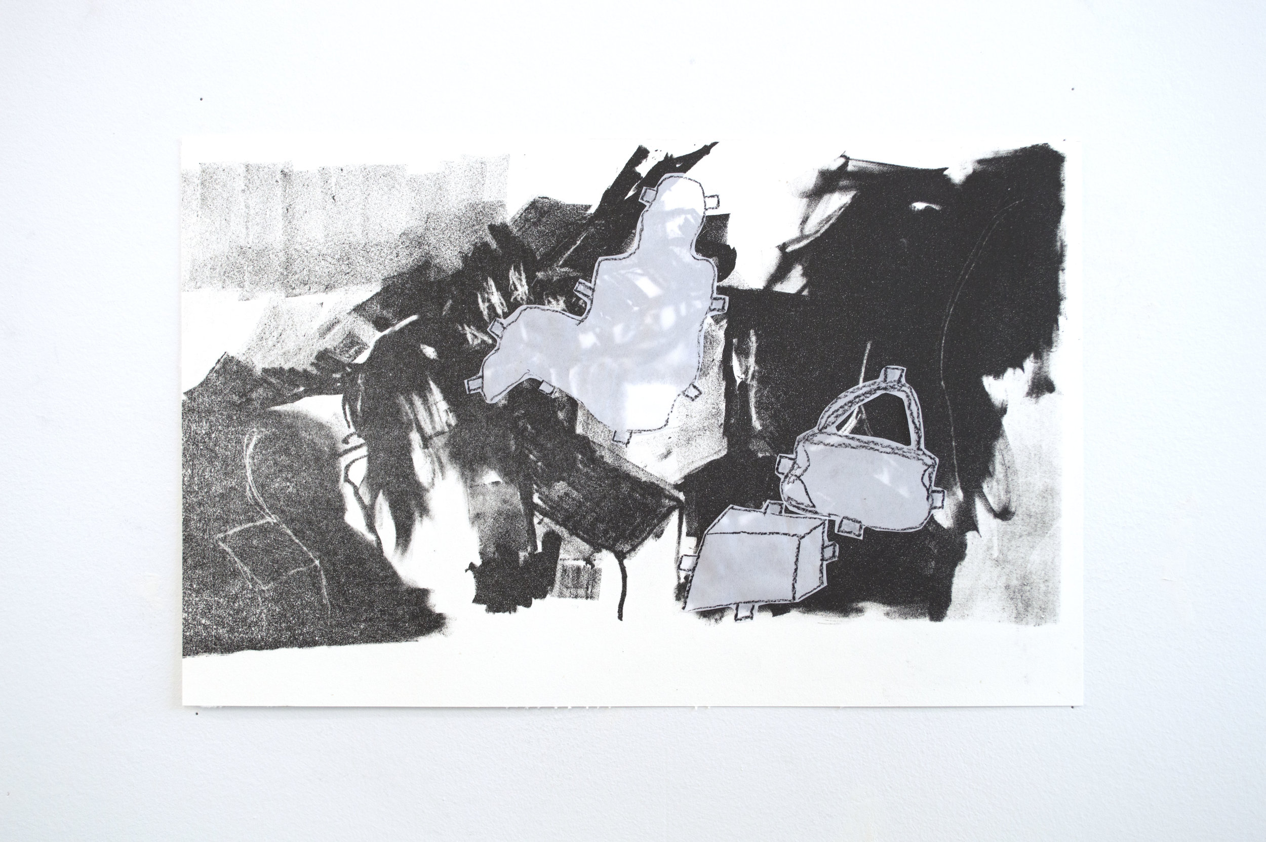 Welcome Home-Christmas Break (stone stage I) Lithograph and Collage 2017