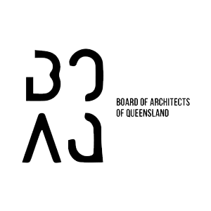 Logo for the Board of Architects of Queensland featuring stylized 'A' and '13' with text.