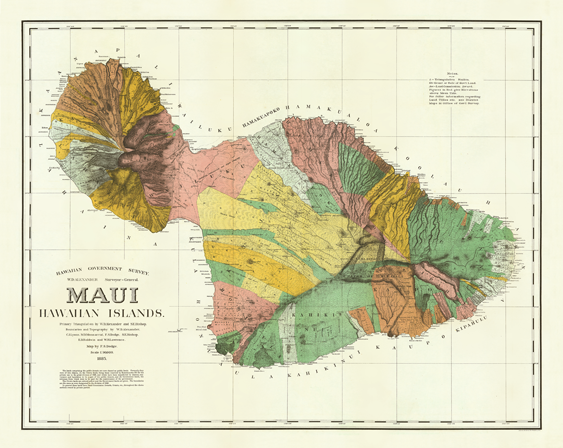 Historical Maui survey map from the Story of Hawaii Museum
