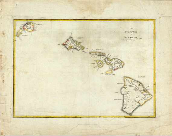 Samuel Kalama's 1838 Na Mokupuni O Hawaii Nei map