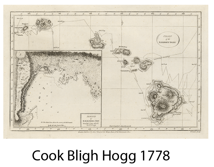  1784: CHART OF THE SANDWICH ISLANDS BY CAPTAIN JAMES COOK, WILLIAM BLIGH & HENRY ROBERTS