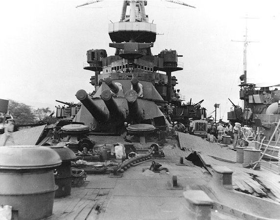 USS NEVADA BOW DAMAGE