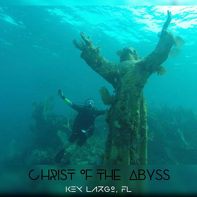 Appropriate Sunday share.  A dive to remember! 🌊 Christ of the Abyss is a 500 pound bronze statue underwater six miles from Key Largo, FL 🙏🏻✝️
.
.
.
#ChristoftheAbyss #aroundtheworldinkatiedays #underwaterphotography #underwateradventures #diving 